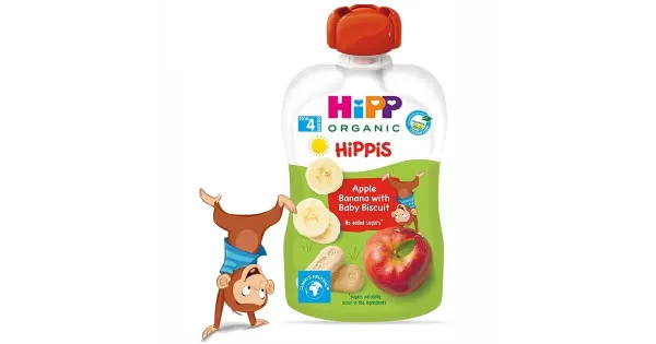 Hipp Hippis õuna-banaanipüree beebiküpsistega 100 g, öko, 4-elukuust