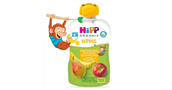 Hipp Hippis õuna-pirni-banaanipüree 100 g, öko, alates 4-elukuust