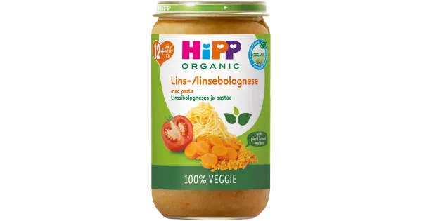 HiPP läätse bolognese ja pasta 12 kuud 250g