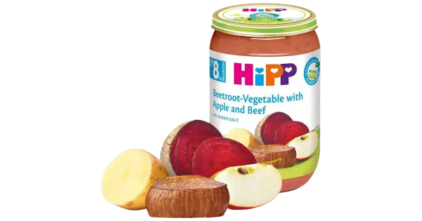Hipp peedi-juurvilja-õunapüree loomalihaga 220g, alates 8-elukuust glüteenivaba