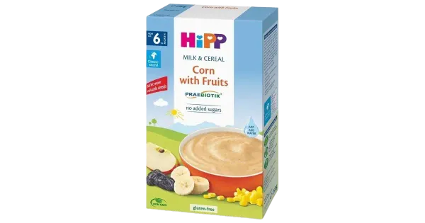 HiPP Piimapudrupulber maisi ja puuviljadega al. 6 kuust, 250 g
