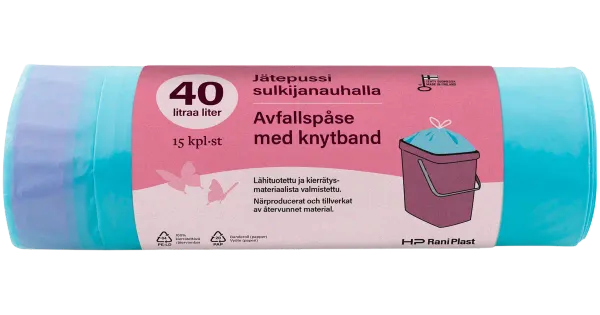HP Rani Plast prügikott nööriga 15tk 40l