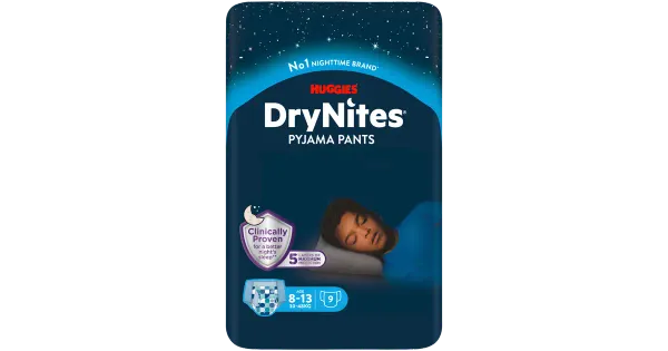 Huggies püksmähkmed Dry Nites Boy 30-48 kg, 9 tk