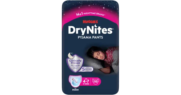 Huggies püksmähkmed Dry Nites Girl 17-30 kg, 10 tk