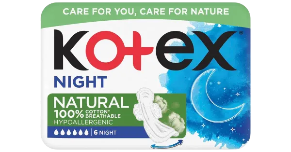 Hügieeniside Kotex Natural Night 6tk