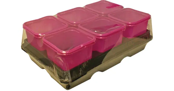 Istutuspott 8x8cm 12tk roosa+2alust