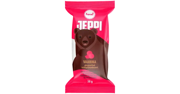 Jeppi Vanillimaitseline glasuuritud dessert vaarikatäidisega, 38 g