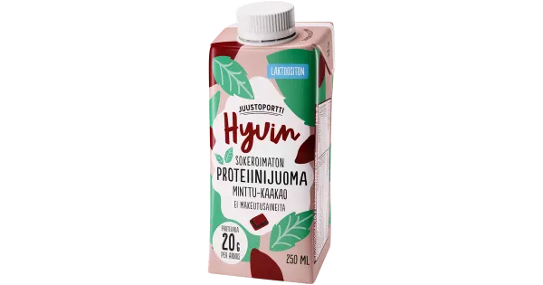 JP Hyvin pipaprmündi-kakao proteiinijook 250 ml