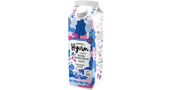 Juustoportti Hyvin mustika-maasika-vaarikajogurt, laktoosivaba, 1 kg
