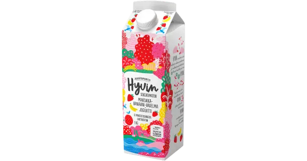 Juustuportti Hyvin suhkruvaba jogurt maasika-vaarika laktoosivaba 1kg