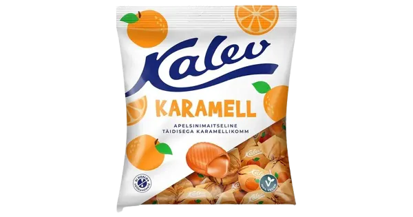 Kalev Caramel apelsinimaitselised täidisega karamellid 120 g