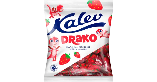 Kalev Draakon maasikamaitseline närimiskompvekid 110 g