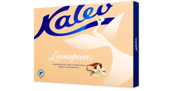 Kalev linnupiim vahustatud vanillitäidisega šokolaadikommid 136g