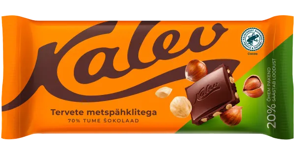 Kalev tume šokolaad tervete metspähklitega 100g