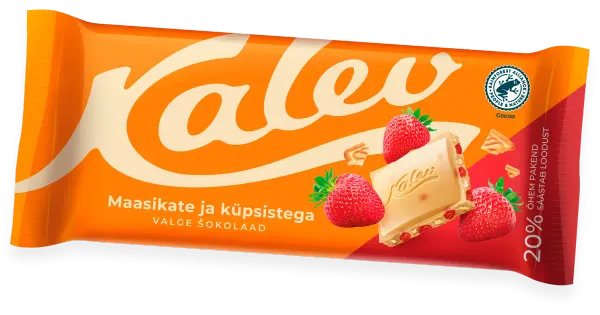Kalev valge šokolaad maasika ja küpsisega 100g
