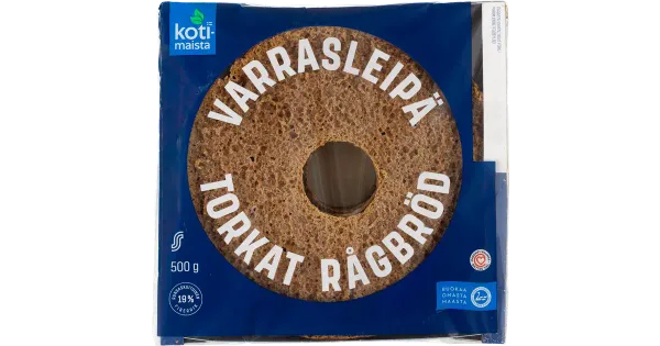 Kotimaista kuivatatud täisterarukkileib 500 g