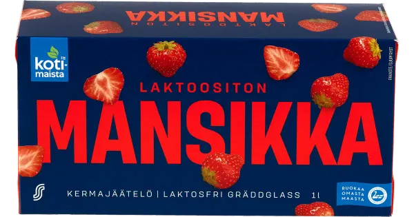 Kotimaista Laktoosivaba Maasikamaitseline Koorejäätis Maasikakastmega 1 l