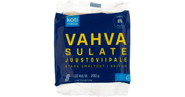 Kotimaista tugeva maitsega sulatatud juustu viilud (6%), 200 g