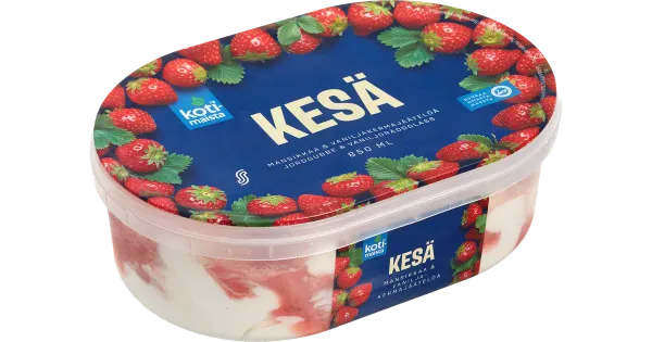 Kotimaista Vanilli-Koorejäätis Maasikakastme ja Šokolaadi-Küpsisepuruga 850 ml