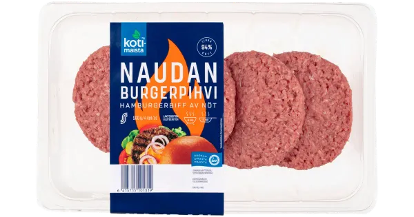 Kotimaista veiselihaburger 4tk/500g