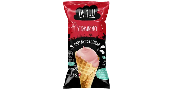 La Muu Maasikajäätis vahvlikoonuses, 80g/130ml, taimne