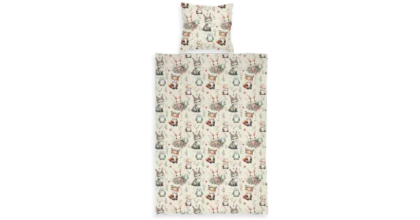 Laste voodipesukomplekt jänes ja rebane120x160+40x60 värvid