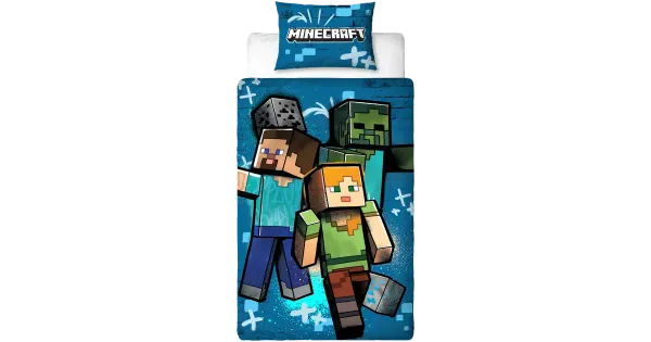 Laste voodipesukomplekt minecraft 150x210+50x60 sinine