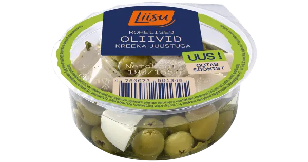 Liisu rohelised oliivid Kreeka juustuga, 190g