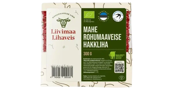 Liivimaa Lihaveis Mahe Rohumaaveise Hakkliha 300 G