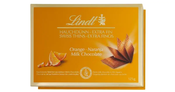 Lindt apelsinimaitselised piimašokolaadi lehed 125 g