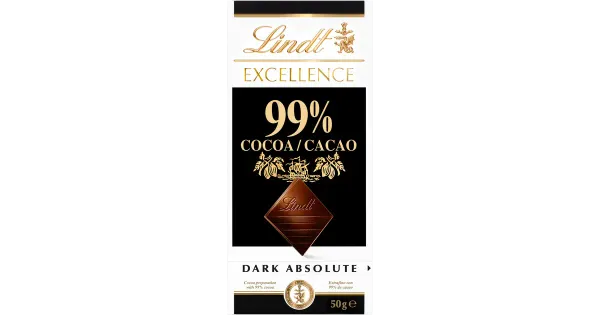 Tume šokolaad LINDT, Excellence, Dark, kakaosisaldusega 99%, 50 g