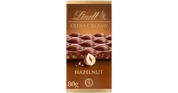 Lindt Extra Creamy piimašokolaad sarapuupähklitega 80g