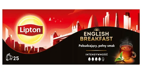 Must tee LIPTON, English Breakfast, 25 tk/pakk, teekott