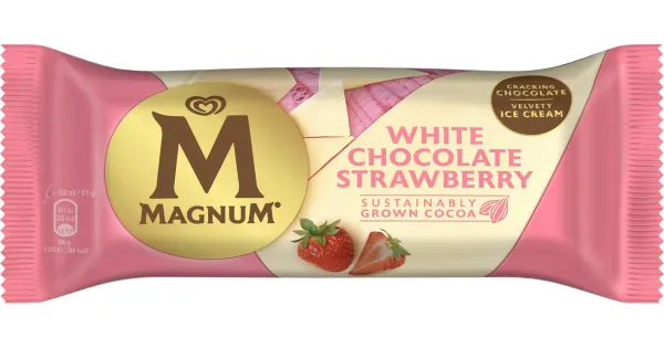 Magnum White Strawberry maasikajäätis valge šokolaadiga 100ml/81 g
