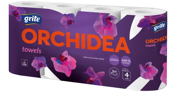 Majapidamispaber Grite Orchidea Gold 4 rulli 3-kihiline