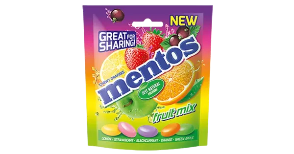 Mentos Fruit Mix nätsukommid kotis 160 g