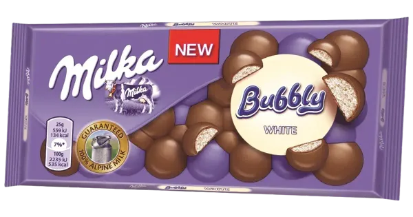 Milka Bubbly piima- ja valge šokolaadisegu 95 g