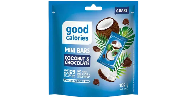 Mini batoonid GOOD CALORIES kookose ja šokolaadiga 17gx 6