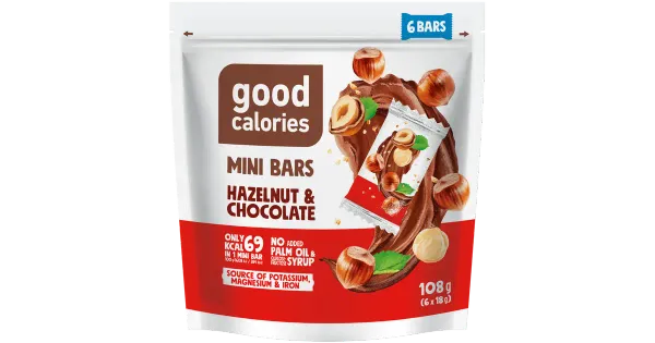 Mini batoonid GOOD CALORIES sarapuupähkli ja šokolaadiga 18gx 6