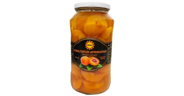 Minu aprikoosid poolitatud siirupis 660gr/330gr
