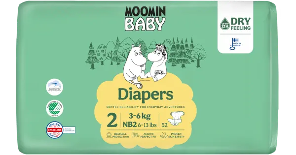 Moomin Baby Newborn teipmähkmed S2, 3-6 kg, 52 tk