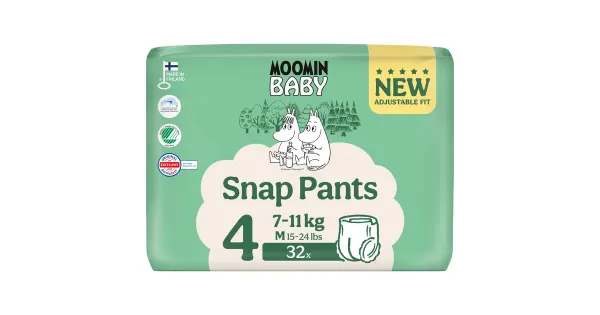 Moomin Baby Snap Pants püksmähkmed S4, 7-11 kg, 32 tk