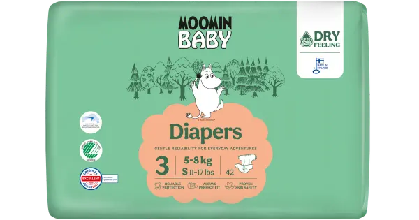 Moomin Baby teipmähkmed S3, 5-8 kg, 42 tk