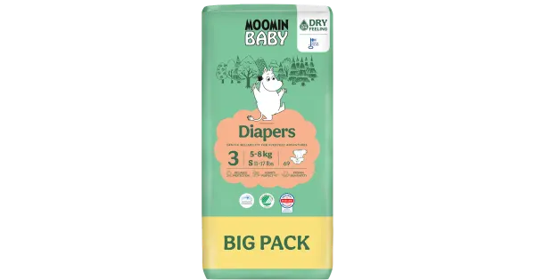 Moomin Baby teipmähkmed S3, 5-8 kg, 69 tk