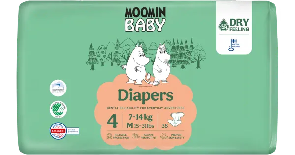 Moomin Baby teipmähkmed S4, 7-14 kg, 38 tk