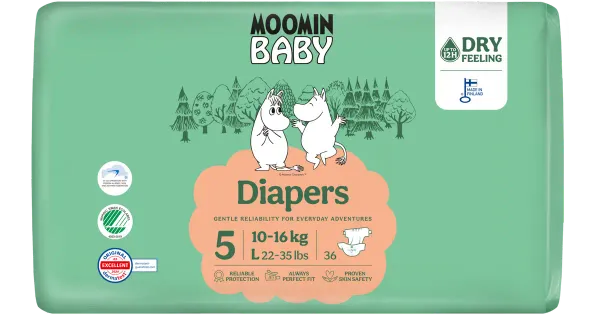 Moomin Baby teipmähkmed S5, 10-16 kg, 36 tk