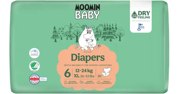 Moomin Baby teipmähkmed S6, 12-24kg, 30 tk