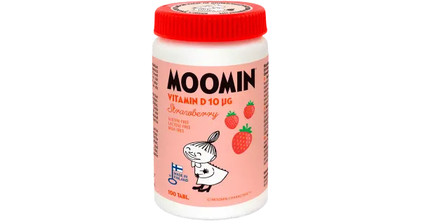 Moomin D-vitamiini närimistabletid maasika 10µg 100tk 37,5g