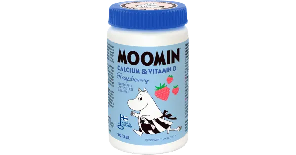 Moomin muumi multivitamiinid  Kaltsium &D-vitamiin vaarikamaitselised 90 tabletti