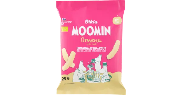 Moomin Muumi õuna maisisnäkid 25g mahe